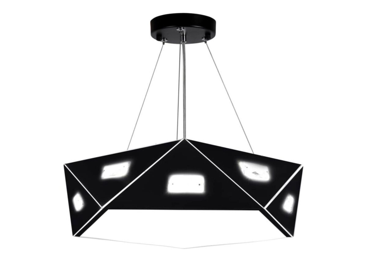 Lampa wisząca LED Vesilina czarna pięciokątna 42 cm