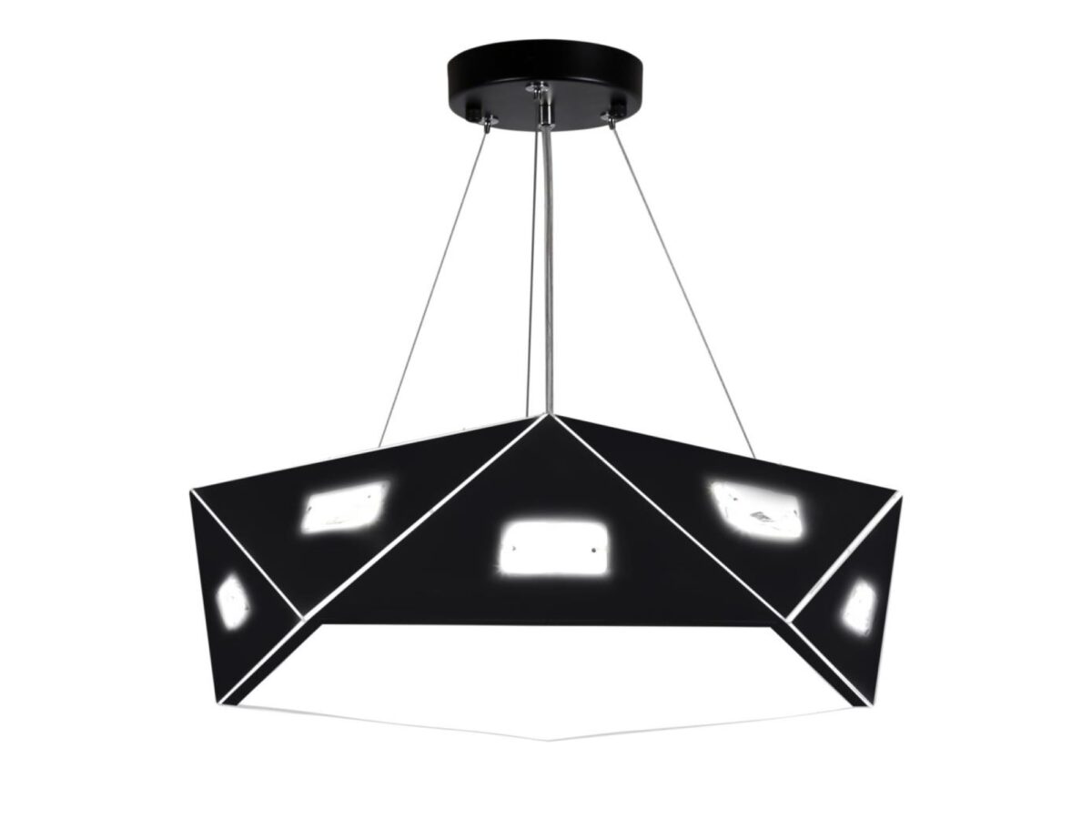 Lampa wisząca Vesilina pięciokątna z kryształkami — czarna lub biała