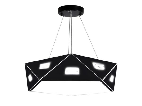Lampa wisząca Vesilina czarna pięciokątny abażur z kryształkami
