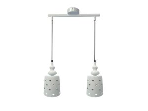 Miniaturka 2 - Lampa wisząca Vesiva biała z dwoma perforowanymi kloszami