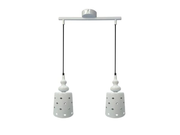 Lampa wisząca Vesiva biała z dwoma perforowanymi kloszami