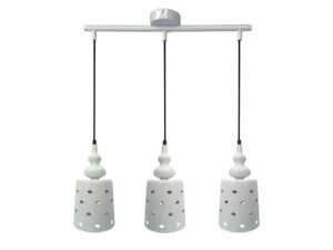 Miniaturka 2 - Lampa wisząca Vesiva biała z trzema metalowymi kloszami