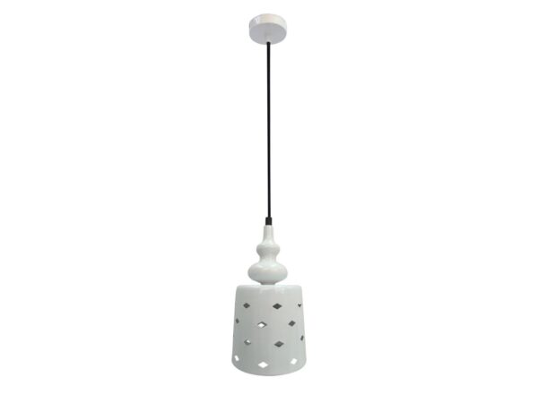 Biała lampa wisząca Vesiva z perforowanym kloszem