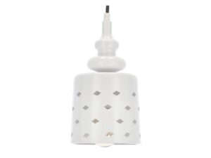 Miniaturka 2 - Biała lampa Vesiva widok na ozdobne zawieszenie i klosz