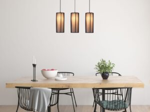 Miniaturka 1 - Lampa wisząca Vesodia nad drewnianym stołem w jadalni