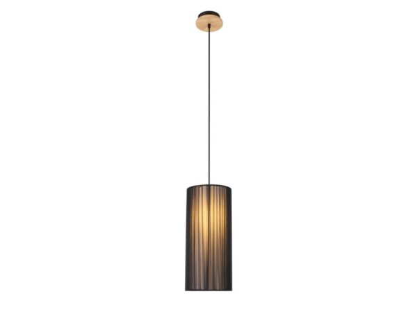 Lampa wisząca Vesodia 18 cm czarny cylindryczny abażur na białym tle