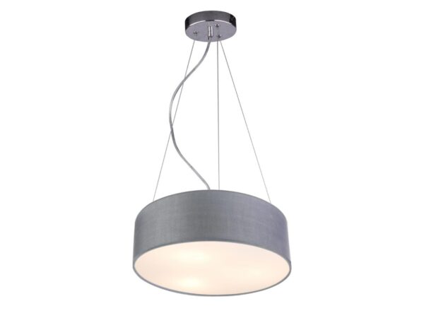 Jasnoszara lampa wisząca Vesodia z okrągłym abażurem