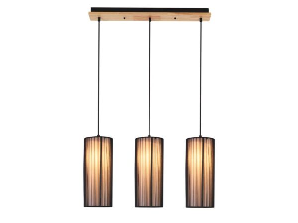 Lampa wisząca Vesodia czarna potrójna z trzema cylindrycznymi abażurami