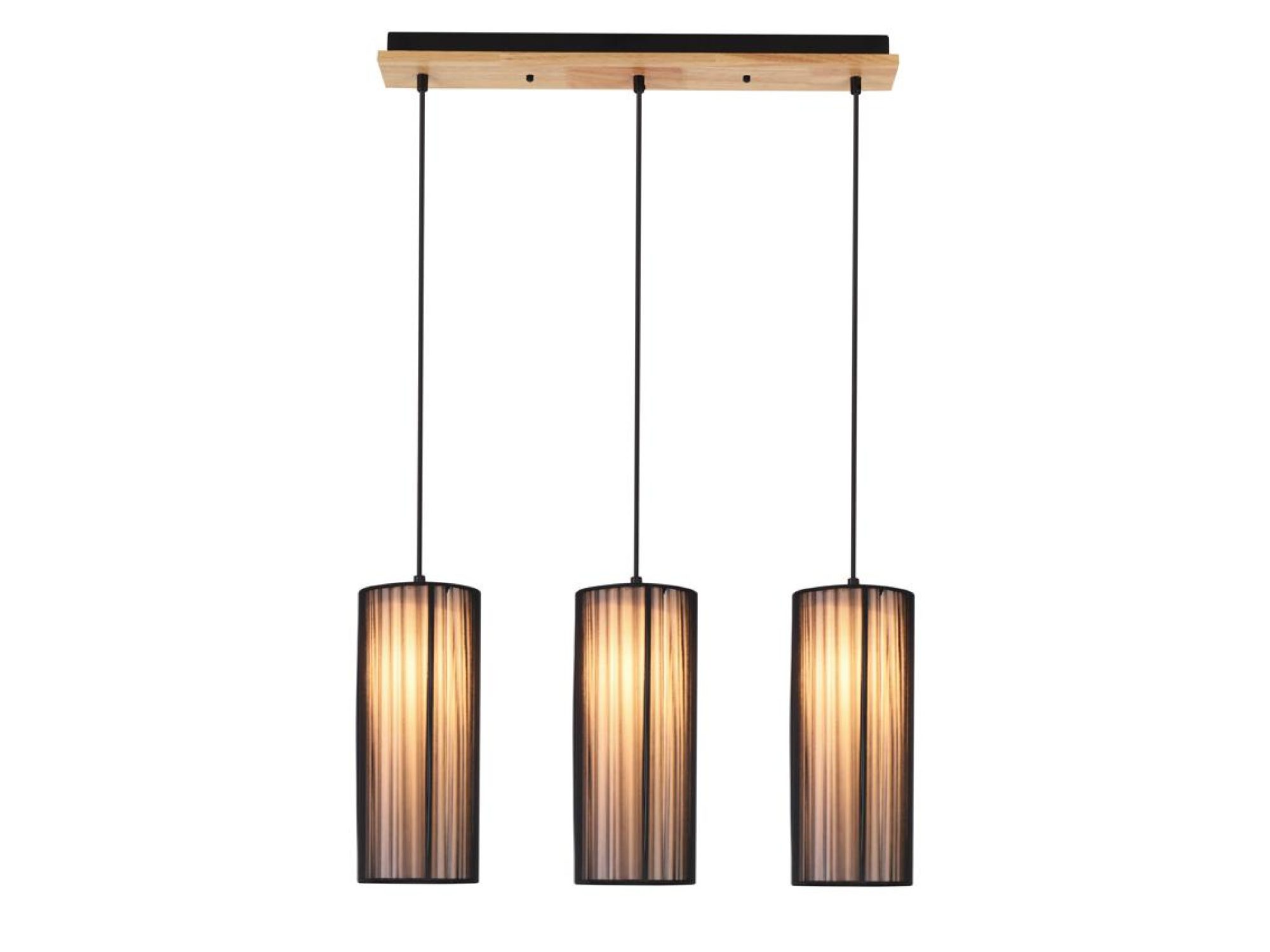 Lampa wisząca Vesodia czarna potrójna z trzema cylindrycznymi abażurami