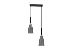 Miniaturka 2 - Lampa wisząca Vesomo czarna dwa szare stożkowe klosze