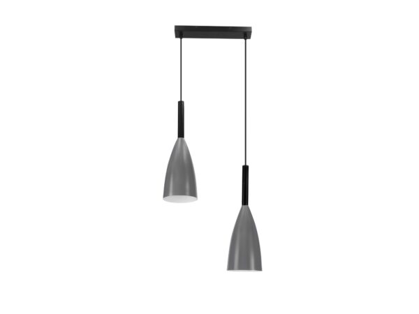 Lampa wisząca Vesomo czarna dwa szare stożkowe klosze