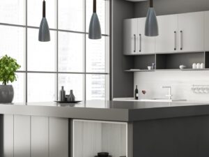 Miniaturka 1 - Szare lampy wiszące Vesomo nad wyspą kuchenną
