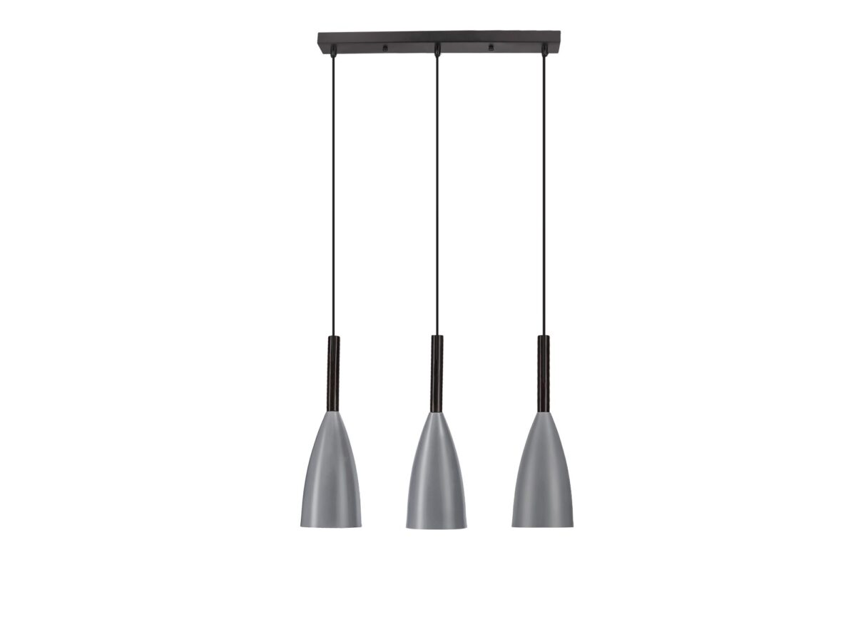 Lampa wisząca z trzema kloszami Vesomo 95 cm czarno-szara