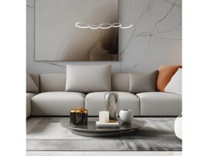 Miniaturka 4 - Biała lampa Vesonio LED nad sofą w eleganckim salonie