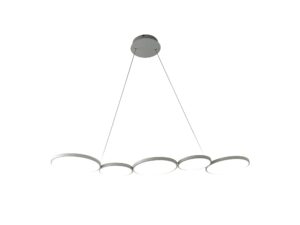Miniaturka 1 - Biała lampa wisząca Vesonio LED 50 W z pięcioma pierścieniami na białym tle