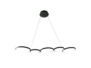 Miniaturka 7 - Czarna lampa wisząca Vesonio LED 50 W z pięcioma pierścieniami na białym tle