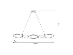 Miniaturka 6 - Schemat wymiarowy lampy Vesonio LED, szerokość 115 cm i głębokość 26 cm