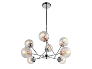 Miniaturka 4 - Lampa wisząca Vesovina z ośmioma szklanymi kloszami i chromowaną konstrukcją