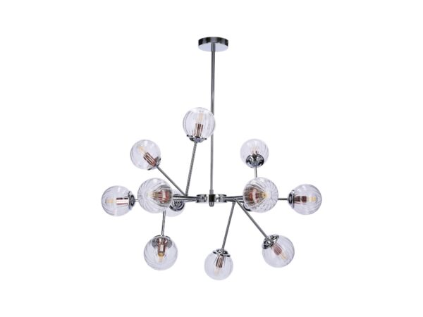 Lampa wisząca Vesovina z dwunastoma szklanymi kloszami na białym tle