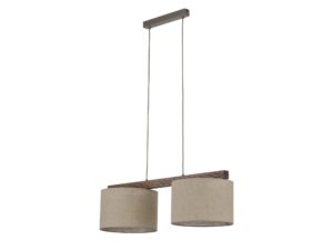 Miniaturka 4 - Lampa wisząca Viga Shade dwa lniane abażury i ciemna ryflowana belka