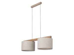 Miniaturka 2 - Lampa wisząca Viga Shade dwa jasne lniane abażury na belce z sosny