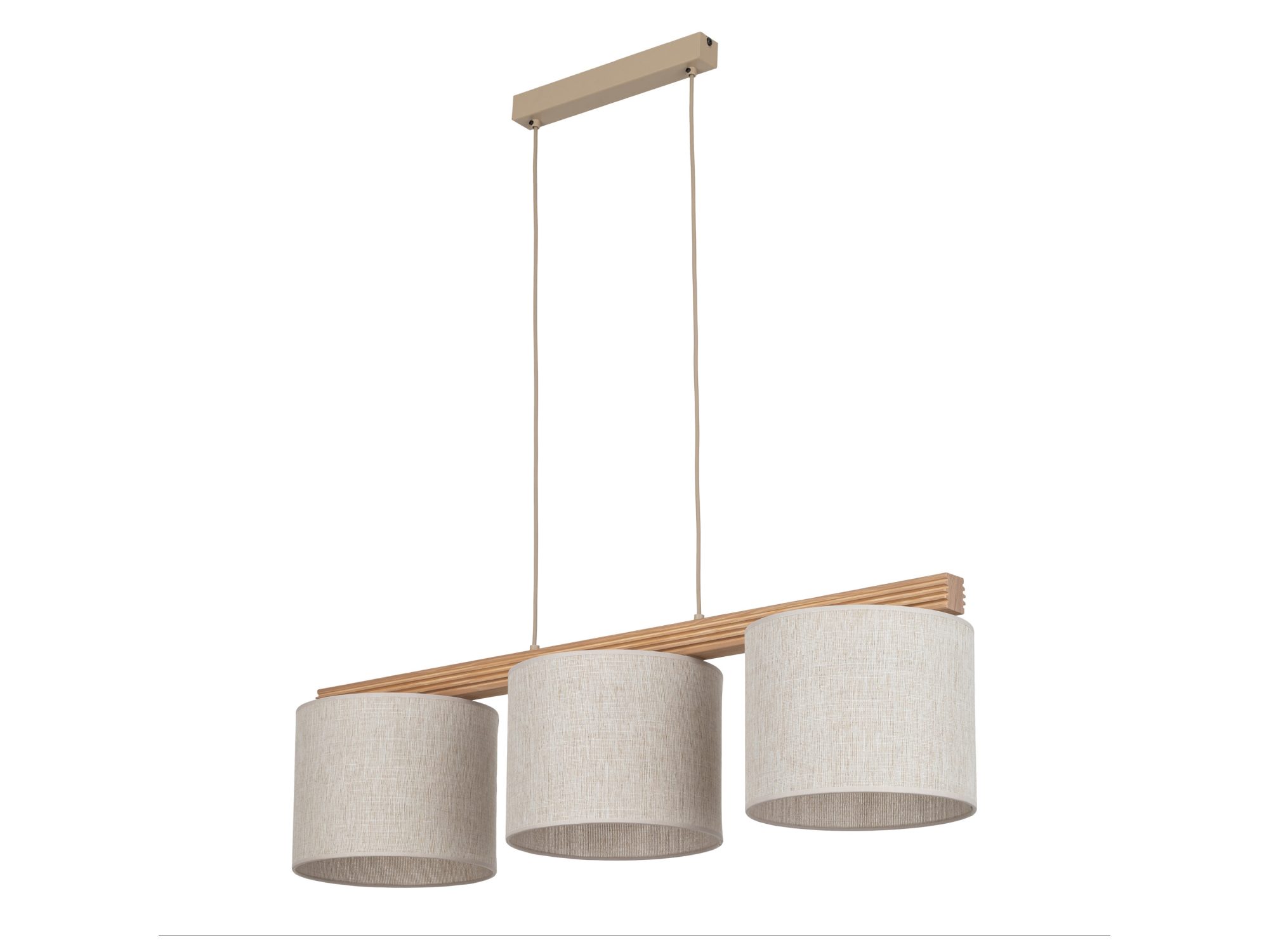 Trzypunktowa lampa wisząca Viga Shade z jasnym drewnem sosnowym