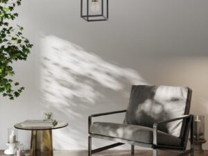 Miniaturka 3 - Lampa wisząca Vigo 1 czarno-złota zawieszona w salonie nad częścią wypoczynkową