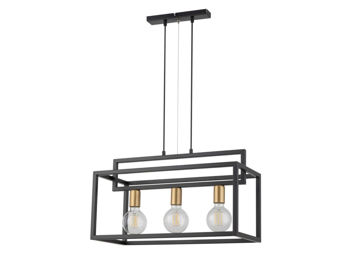 Lampa wisząca Vigo 3 czarno-złota 3-punktowa