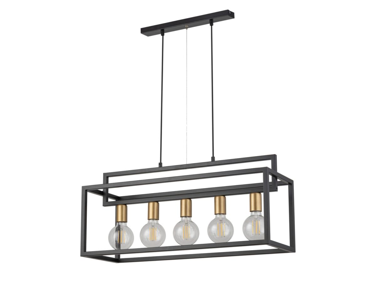 Lampa wisząca Vigo 5 czarno-złota 5-punktowa