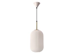 Miniaturka 1 - Lampa wisząca Viravela biało-złota z białym kloszem na białym tle