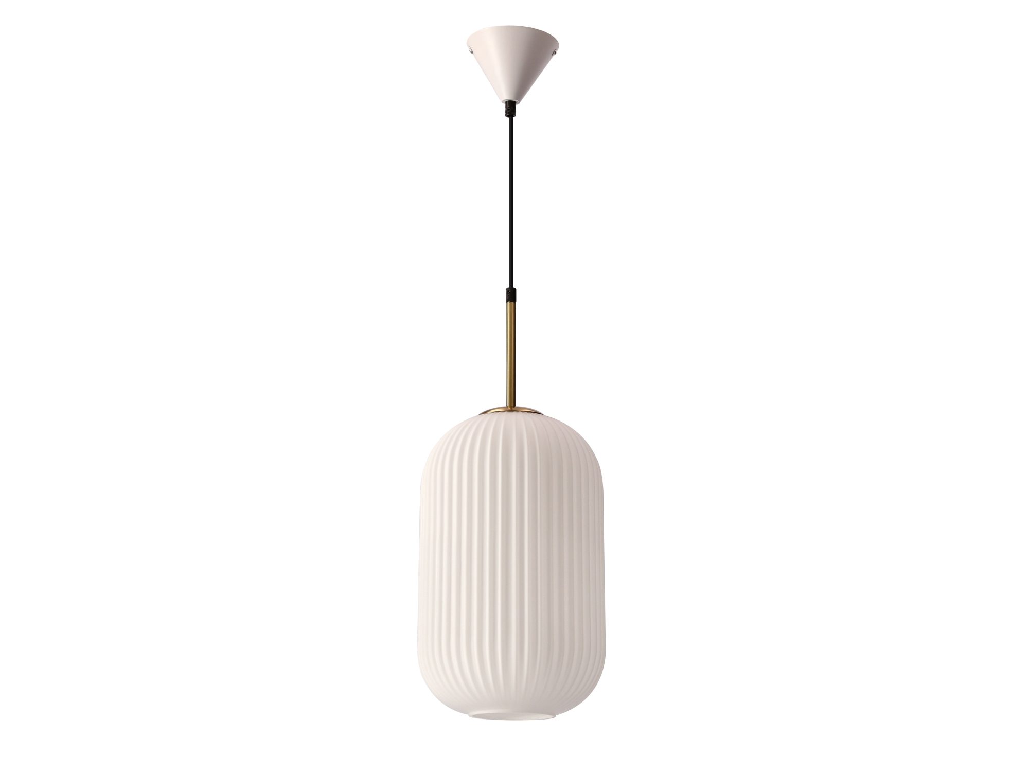 Lampa wisząca Viravela biało-złota z białym kloszem na białym tle