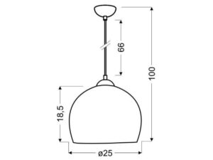 Miniaturka 2 - Rysunek wymiarowy lampy Viredano, średnica klosza 25 cm