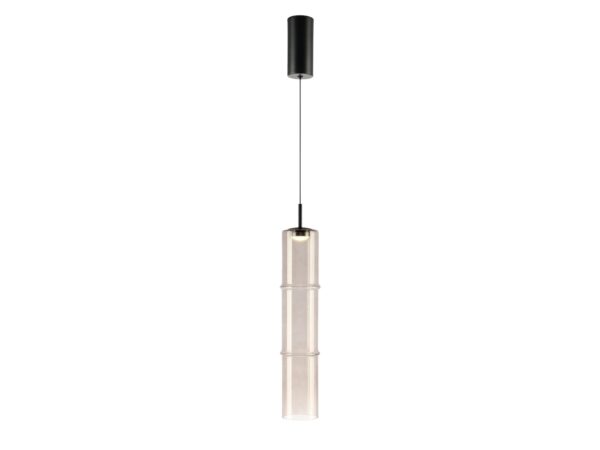 Lampa wisząca Viresio kaszmirowe szkło i czarna podsufitka na białym tle