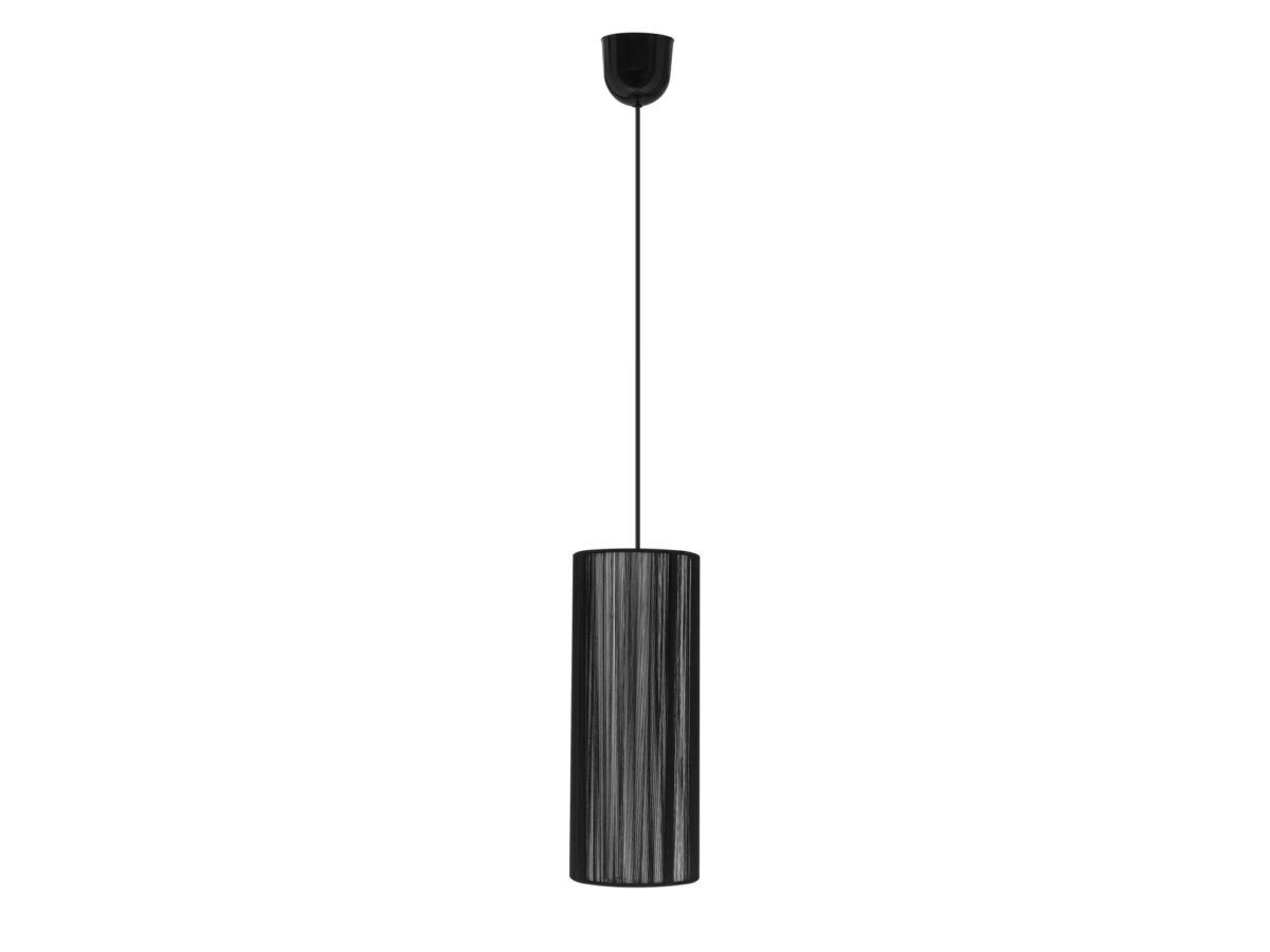 Lampa wisząca Viridela czarna ze sznurkowym abażurem 100 cm