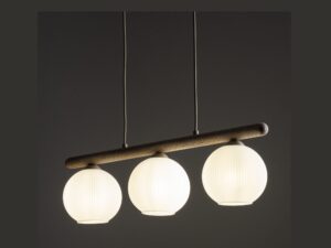 Miniaturka 1 - Lampa wisząca Virlo 3-punktowa z białymi szklanymi kloszami w aranżacji wnętrza