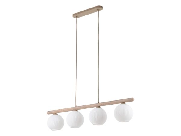 Lampa wisząca Virlo 4-punktowa z czterema białymi ryflowanymi kloszami