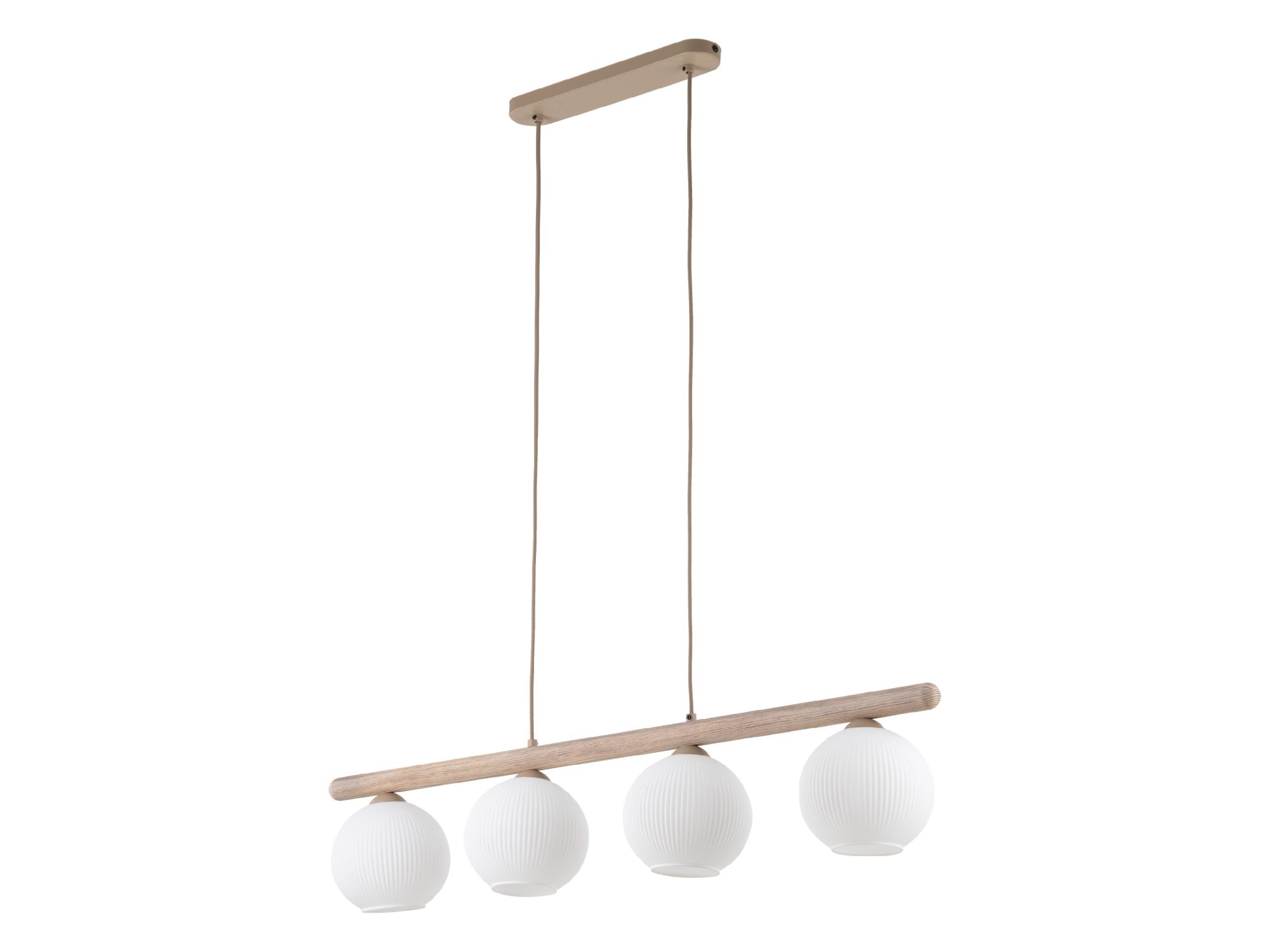 Lampa wisząca Virlo 4-punktowa z czterema białymi ryflowanymi kloszami