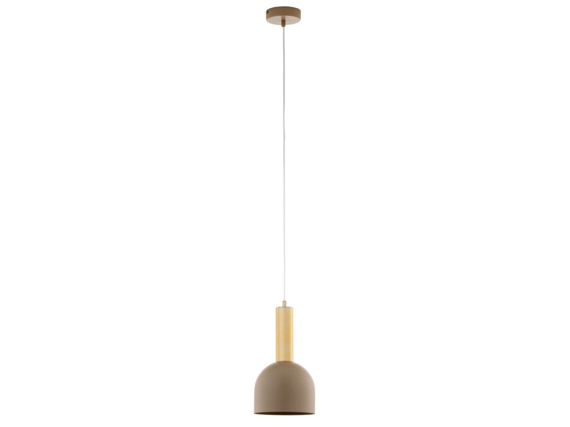 Lampa wisząca Vitrum Gold Dzwonek beżowo-złota z pełnym zawieszeniem na białym tle