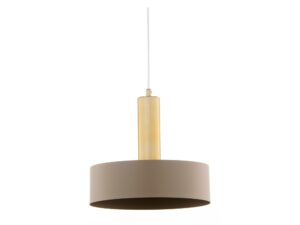 Miniaturka 1 - Zbliżenie lampy Vitrum Gold Koło na niski beżowy metalowy klosz i złoty cylinder