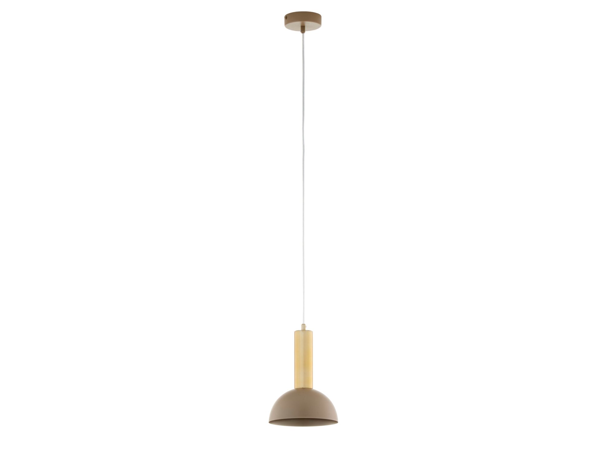 Lampa wisząca Vitrum Gold Kopuła S ciepły beż i złoty szczotkowany z pełnym zawieszeniem na białym tle