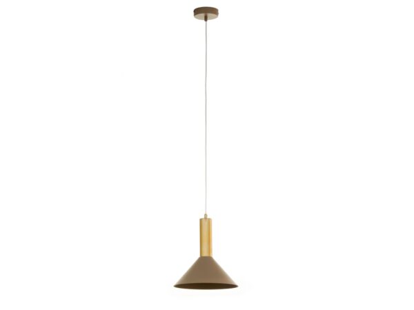 Lampa wisząca Vitrum Gold Stożek w ciepłym beżu i złocie na białym tle