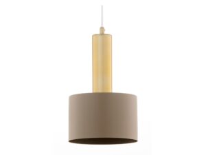Miniaturka 2 - Lampa wisząca Vitrum Gold Walec ciepły beż i złoto szczotkowane, klosz cylindryczny na białym tle
