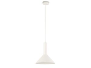 Miniaturka 1 - Lampa wisząca Vitrum Stożek biała z pełnym zawieszeniem i kloszem stalowym