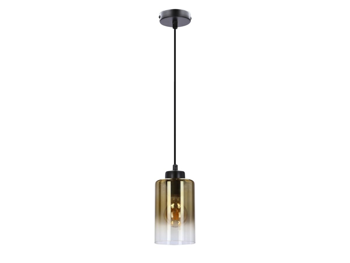 Lampa wisząca Voletira czarna z bursztynowym kloszem E27