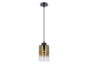 Miniaturka 2 - Lampa wisząca Voletira czarna z bursztynowym szklanym kloszem na białym tle