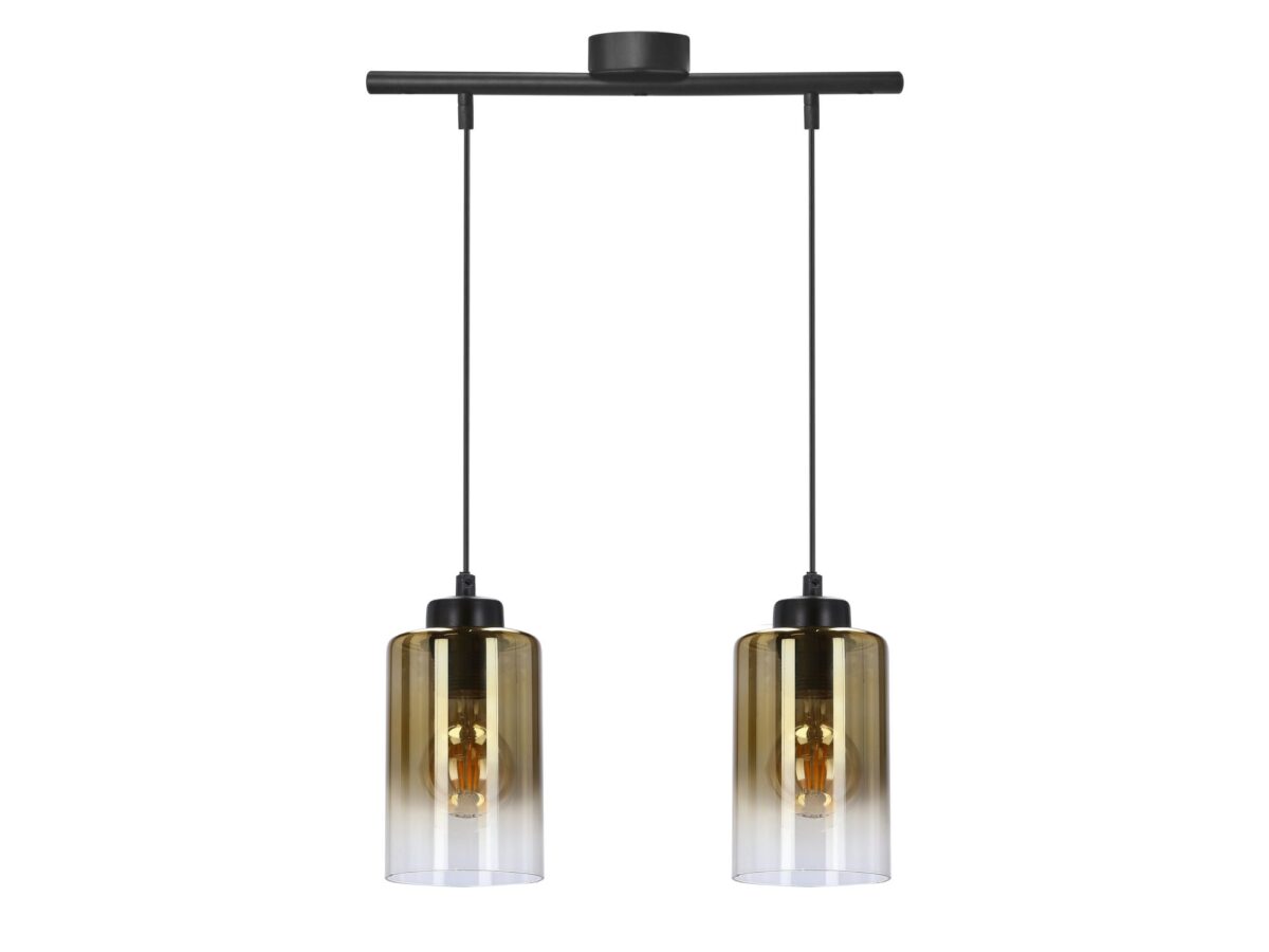 Lampa wisząca Voletira czarna 2-punktowa bursztynowa
