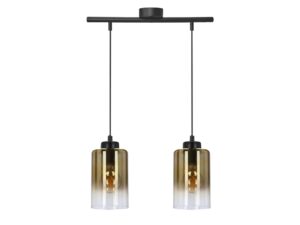 Miniaturka 2 - Lampa wisząca Voletira z dwoma bursztynowymi cylindrycznymi kloszami
