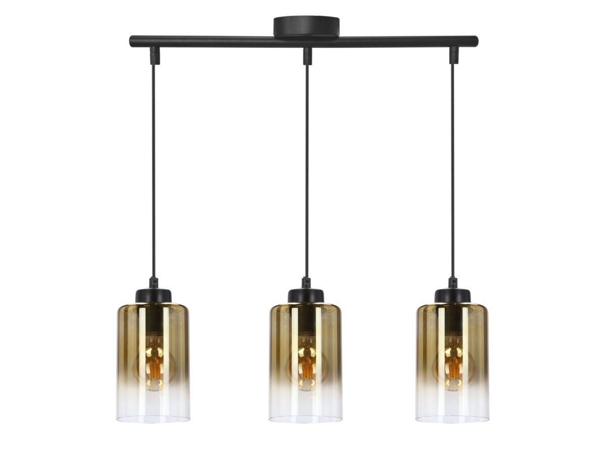 Lampa wisząca Voletira z 3 bursztynowymi kloszami