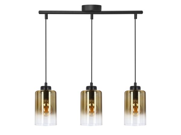 Lampa wisząca Voletira z trzema bursztynowymi szklanymi kloszami