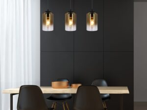 Miniaturka 1 - Trzypunktowa lampa wisząca Voletira nad stołem w jadalni